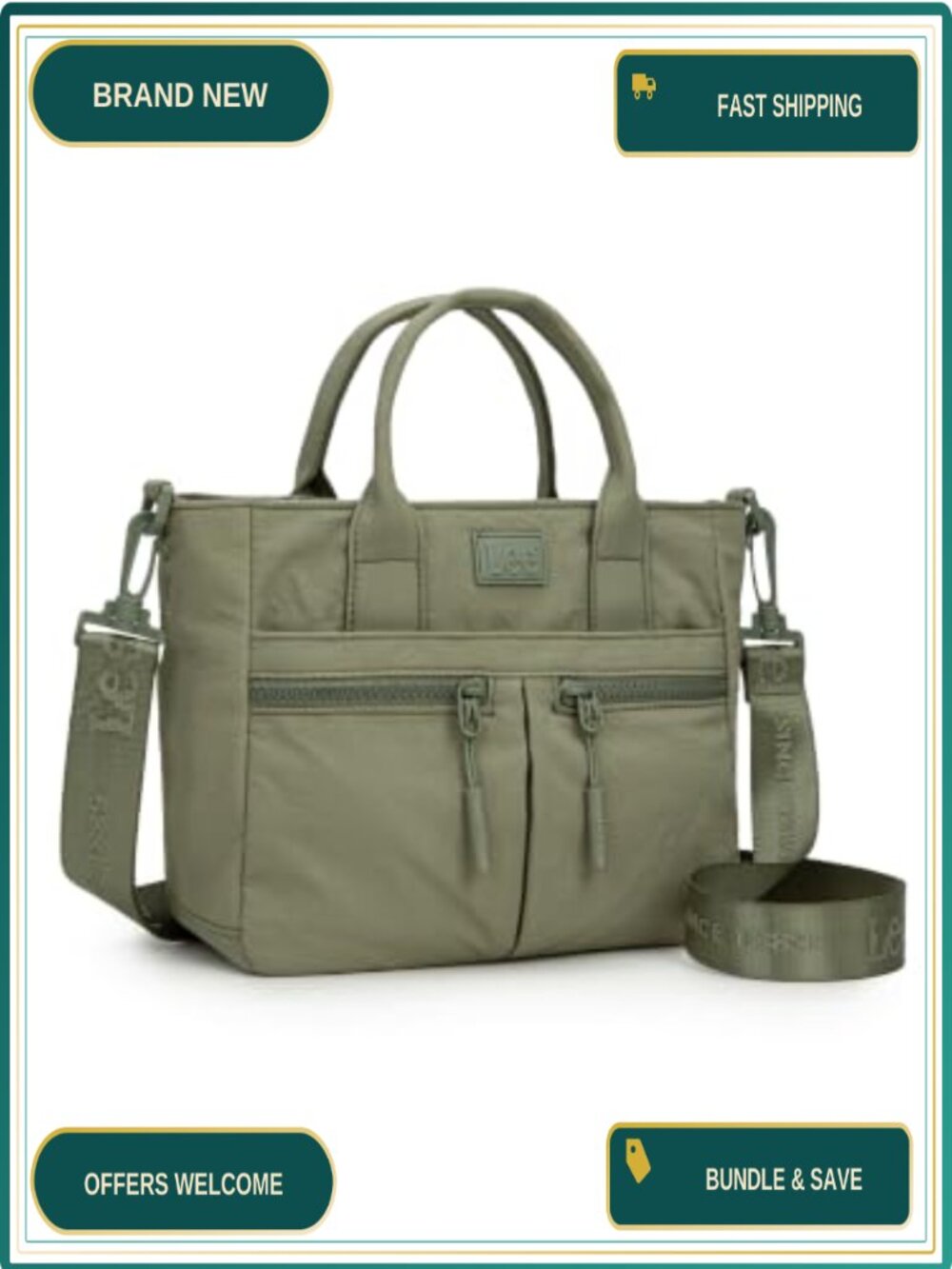 Mini Nylon Tote Bag Multi Pocket Crossbody Purse with Zipper